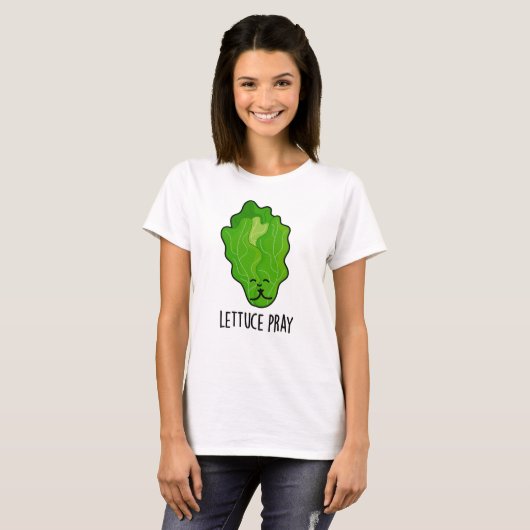 Lettuce Pray Funny Veggie Pun T-Shirt (Vorne ganz)