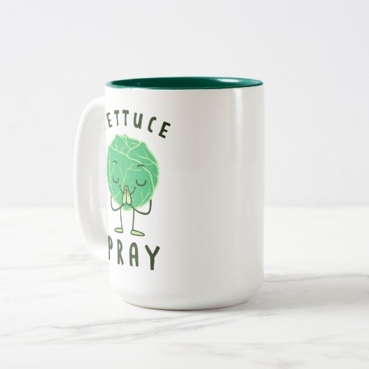 Lettuce Pray Zweifarbige Tasse (Vorderseite Links)