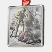 "Letzt von den Mohikanern" durch James Fenimore Silbernes Ornament (Links)