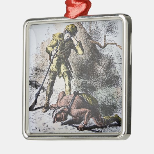 "Letzt von den Mohikanern" durch James Fenimore Silbernes Ornament (Links)