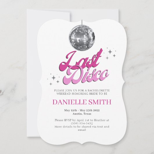 Letzte Ausgabe des Junggeselinnen-Abschieds im Dis Einladung (Vorderseite)