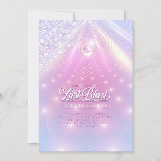 Letzte Blast Disco Bachelorette ID928 Einladung (Vorderseite)