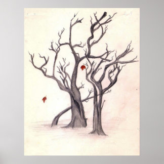 Letzte Blätter des Herbstes Poster