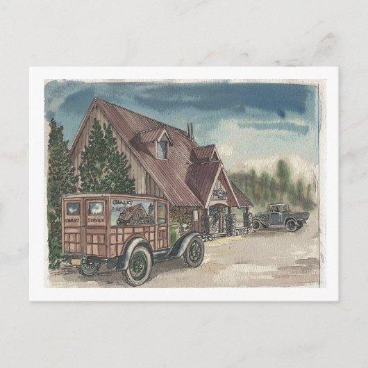 Letzte Chalet-Lieferung Postkarte (Vorderseite)