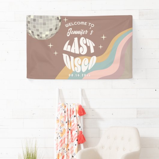 Letzte Disco 70er Retro Groovy Junggeselinnen-Absc Banner (Insitu)