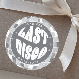 Letzte Disco 70er Retro Groovy Junggeselinnen-Absc Runder Aufkleber