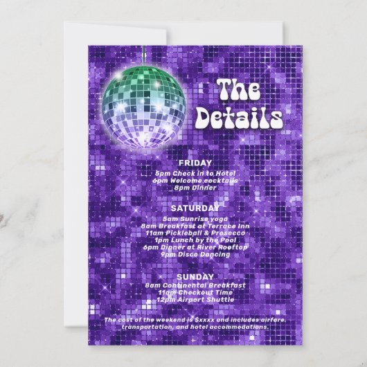 Letzte Disco Bachelorette Einladung (Rückseite)