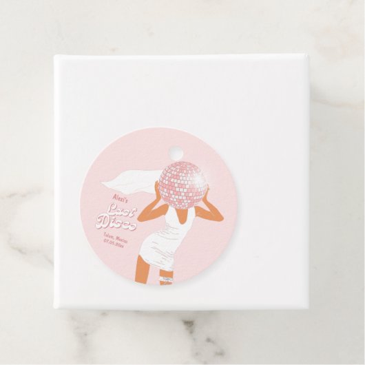 Letzte Disco Bachelorette Geschenkanhänger (Beispiel)