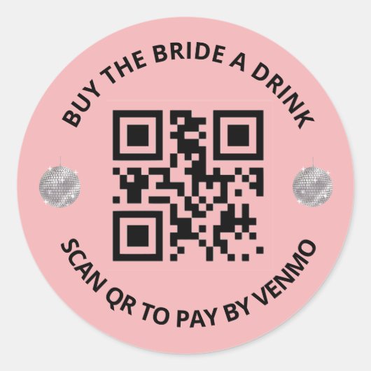 Letzte Disco Bachelorette QR/Venmo Aufkleber (Vorderseite)