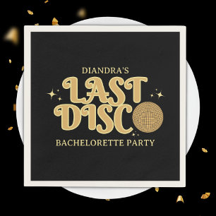 Letzte Disco Black und Gold Retro 70er Bachelorett Serviette