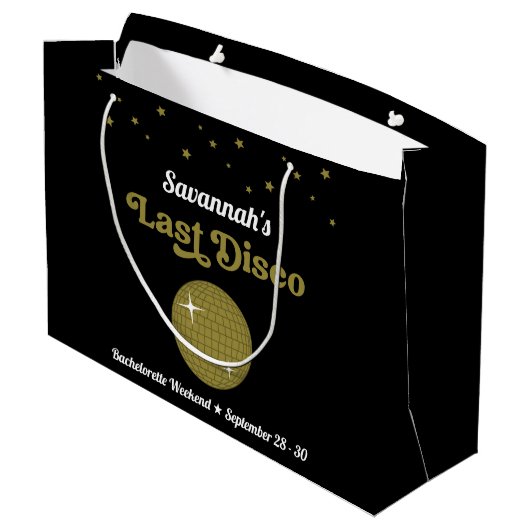 Letzte Disco Bridge Junggeselinnen-Abschied Groovy Große Geschenktüte (Rückseite Schrägansicht)