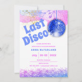 Letzte Disco Glam Retro Blue Pink Bachelorette Einladung (Vorderseite)