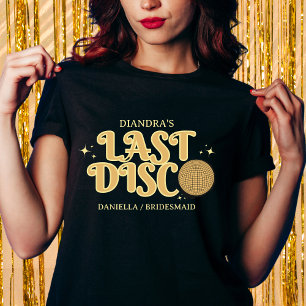 Letzte Disco Golden & Black Retro 70er Bachelorett T-Shirt