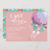 Letzte Disco Modernes Retro Rosa Brautparty Einladung (Vorne/Hinten)