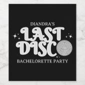 Letzte Disco Name Retro Silver 70er Bachelorette Weinetikett (Einzelnes Label)