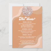 Letzte Disco Retro 70 Bachelorette Wochenendreise Einladung (Rückseite)