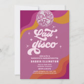 Letzte Disco Retro 70 Bachelorette Wochenendreise Einladung (Vorderseite)
