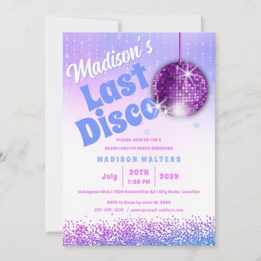 Letzte Disco Retro Bachelorette Einladung (Vorderseite)