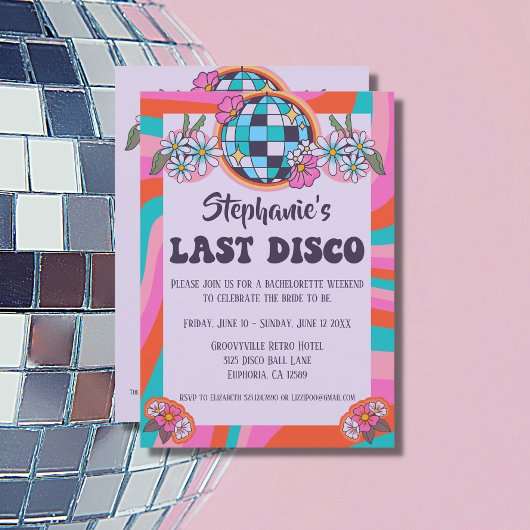 Letzte Disco Retro Bachelorette Einladung