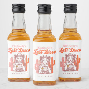 Letzte Disco Retro Cowgirl Rosa Junggesellinnenabs Alkoholflaschenetikett