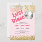 Letzte Disco Retro Glam Pink Gold Bachelorette Einladung (Vorderseite)