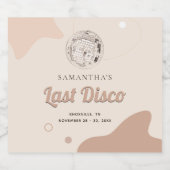 Letzte Disco Retro Junggeselinnen-Abschied Giro de Schaumweinetikett (Einzelnes Label)