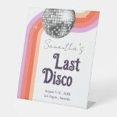 Letzte Disco Retro Rosa Bachelorette Sockelschild (Vorderseite)