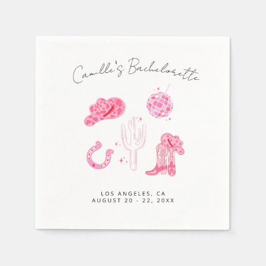 Letzte Disco Rodeo Bachelorette Serviette (Vorderseite)