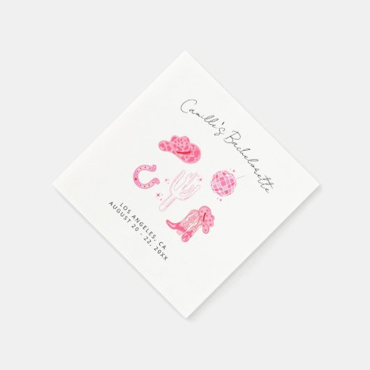 Letzte Disco Rodeo Bachelorette Serviette (Ecke)