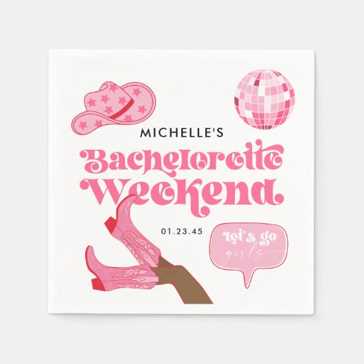 Letzte Disco Rodeo Junggeselinnen-Abschied Serviette (Vorderseite)