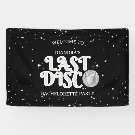 Letzte Disco Silver Retro Bachelorette Willkommen Banner (Horizontal)