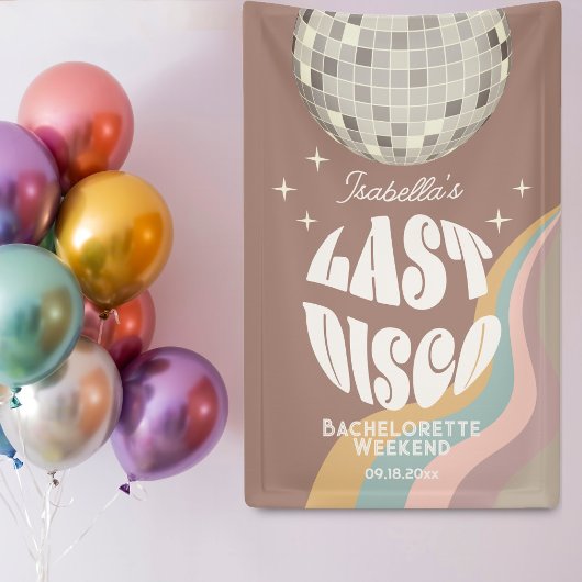 Letzte Disko 70er Retro Groovy Bachelorette Wochen Banner