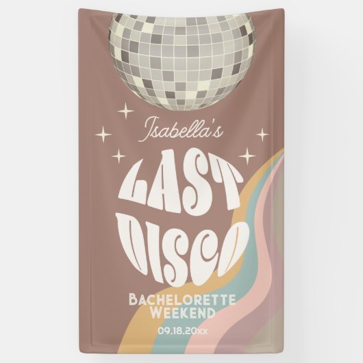 Letzte Disko 70er Retro Groovy Bachelorette Wochen Banner (Vertikal)
