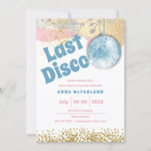 Letzte Disko Retro Glam Bachelorette Blauer Rosa Einladung (Vorderseite)