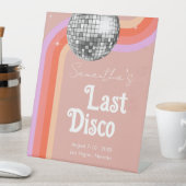 Letzte Disko Retro Rosa Bachelorette Wochenende Sockelschild (In Situ)