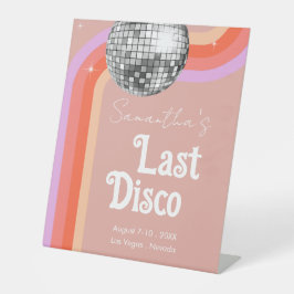 Letzte Disko Retro Rosa Bachelorette Wochenende Sockelschild