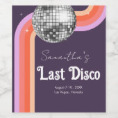 Letzte Disko Retro Rosa Bachelorette Wochenende Weinetikett (Einzelnes Label)