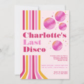 Letzte Disko Rosa Bachelorette Wochenende Ausflug Einladung (Vorderseite)