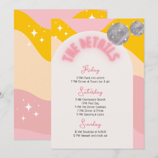 Letzte Diskothek Bachelorette Einladung (Vorne/Hinten)