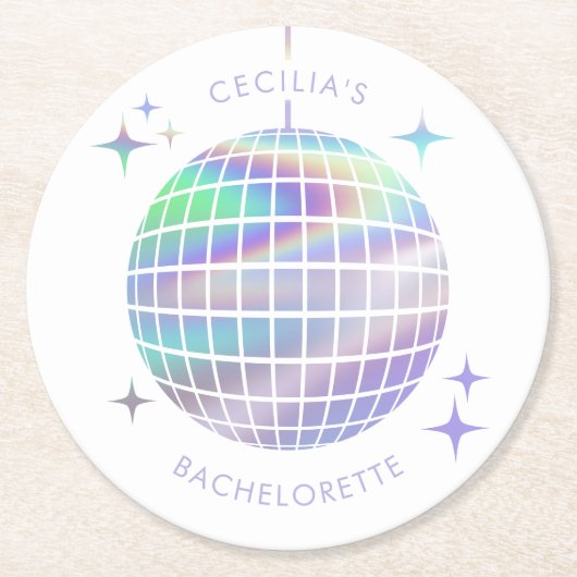 Letzte Diskothek Bachelorette Runder Pappuntersetzer (Vorderseite)