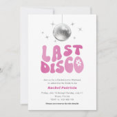 Letzte Diskothek, rosa Retro Bachelorette Wochenen Einladung (Vorderseite)
