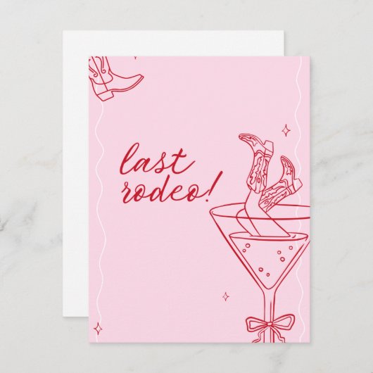 letzte Einladung zum Junggeselinnen-Abschied Rodeo (Vorne/Hinten)