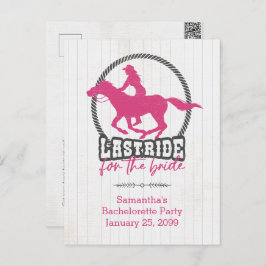 Letzte Fahrt mit der Bride-Postkarte in Pink Postkarte