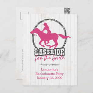 Letzte Fahrt mit der Bride-Postkarte in Pink Postkarte