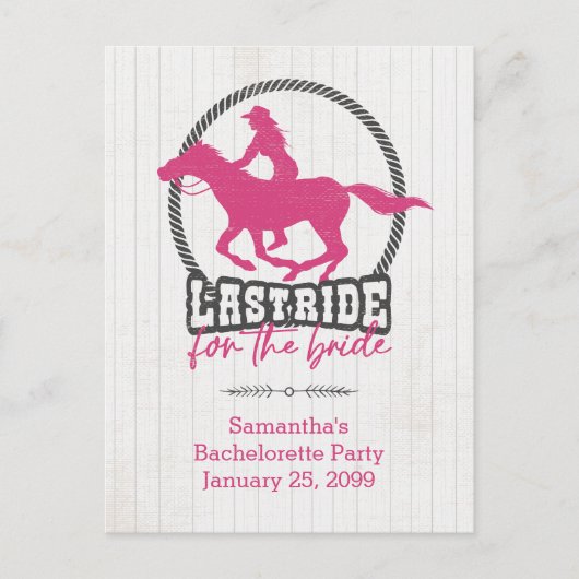 Letzte Fahrt mit der Bride-Postkarte in Pink Postkarte (Vorderseite)