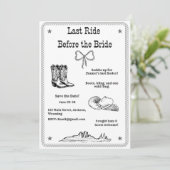 Letzte Fahrt vor dem Western Bachelorette Save The Date (Stehend Vorderseite)