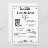 Letzte Fahrt vor dem Western Bachelorette Save The Date (Vorne/Hinten)