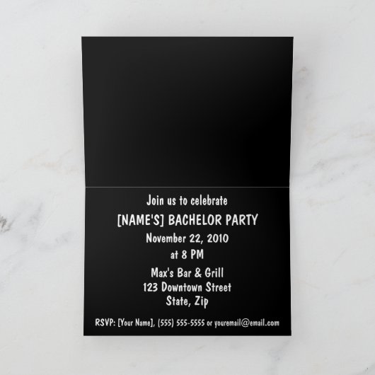 Letzte Flug vor der Bachelor-Party Einladung (Innenseite)