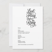 letzte Flut vor dem Ring Bachelorette Script Einladung (Rückseite)
