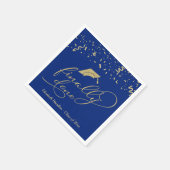 Letzte Gold Script Blue Graduation Party Serviette (Ecke)